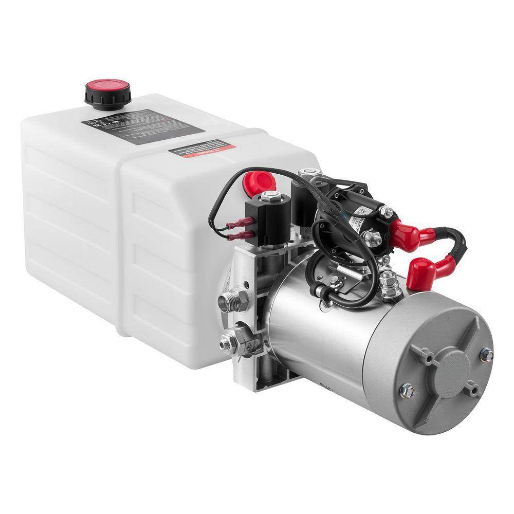 6 Qt. Hydraulic Power Unit, Double Acting Dump Trailer Pump, 3200 PSI Max Relief Pressure and 0.91 GPM Flow Rate, DC 12V
