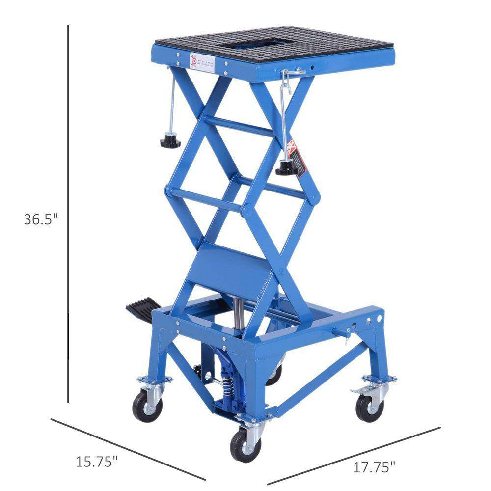 300 Lbs. Hydraulic Motorcycle Scissor Jack Lift Foot Step Wheels for Small Dirt Bikes
