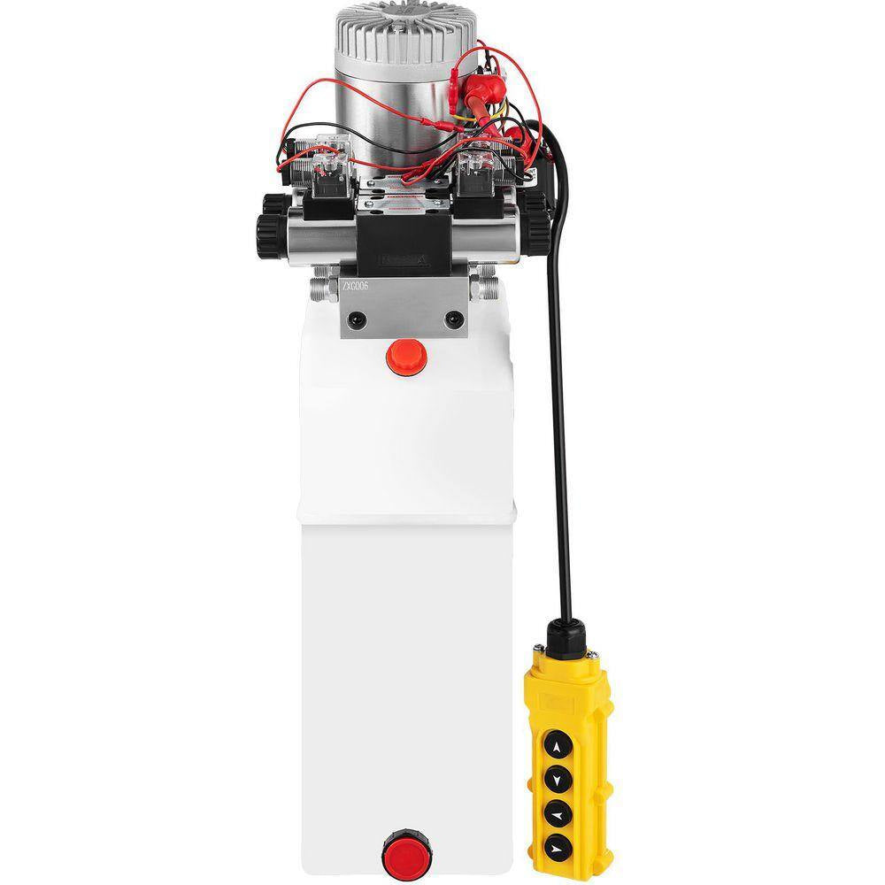 Hydraulic Pump 8 Qt., 12V Double Acting Unit for Dump Trailer and Vehicle Lifting 3200 PSI, Includes 4 SAE #6 Connectors