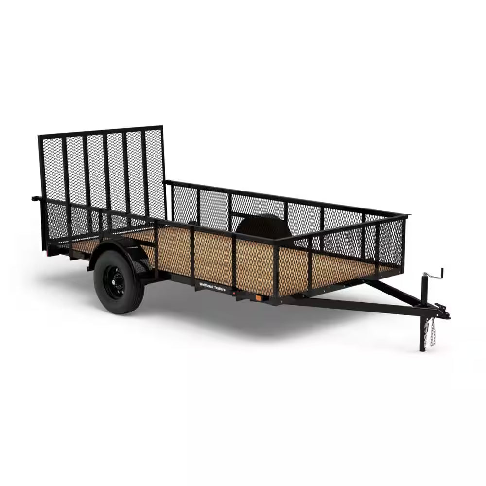 6 Ft. X 12 Ft. Utility Trailer with Mesh Sides and Wood Floor, 2,090 Lb. Payload Capacity