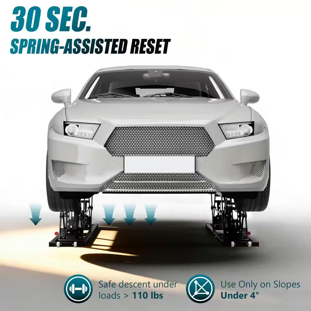 7000LBS Portable Car Lift, Air-Hydraulic Vehicle Lift with 26.8" Max Height, 11.5" Extension Plates, for Sedan, SUV