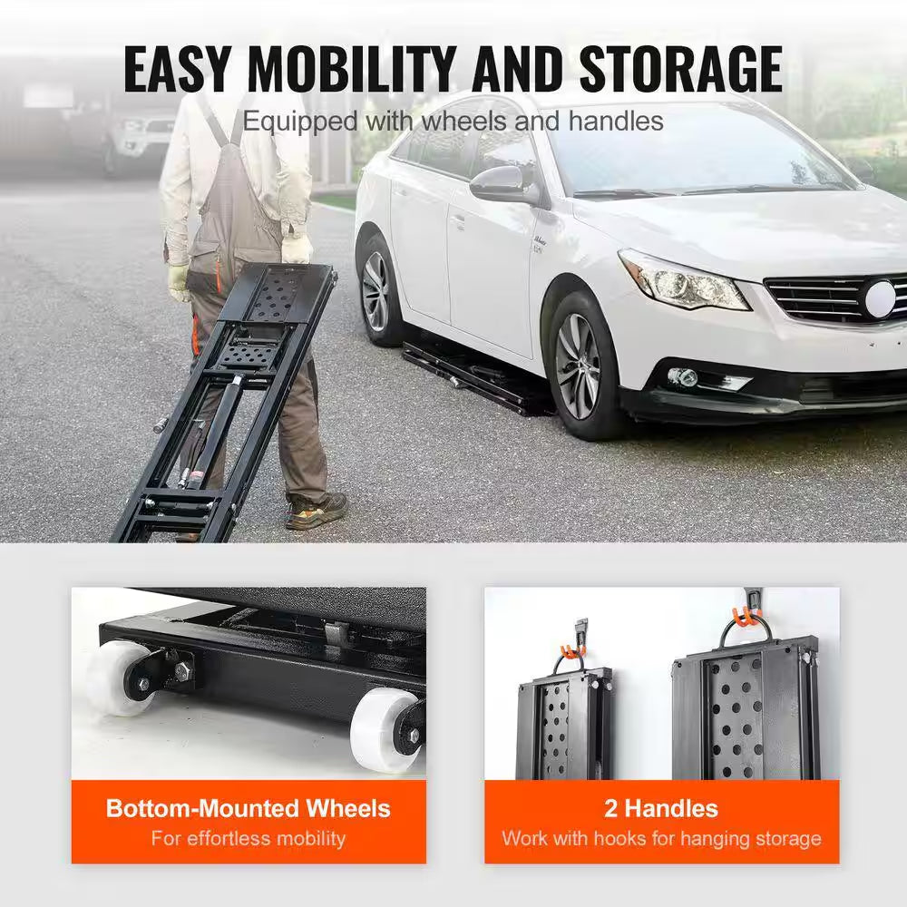 Car Lift, 7,000 Lbs. Capacity Portable Car Lift, 26.8 In. Max. Height, Carbon Steel Truck Lift with 120-Volt Power Unit