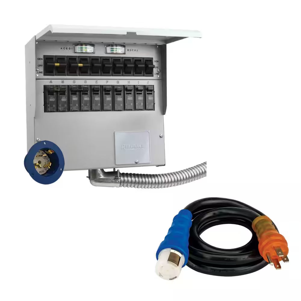 7200/14400W Peak Solar Generator 5000Plus Push Button Start W/240V Manual Transfer Switch, 2X500X, Essential Home Backup