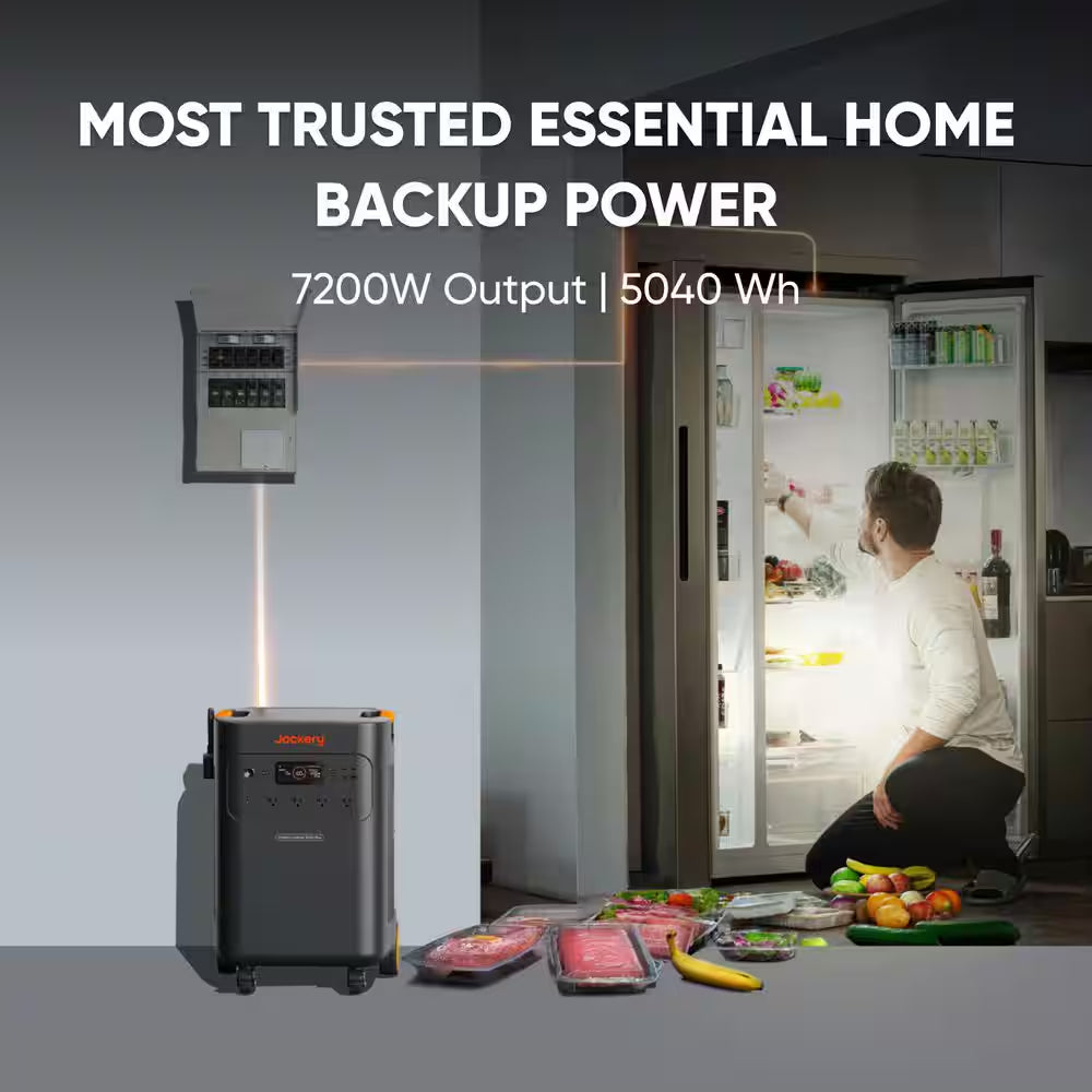 7200/14400W Peak Solar Generator 5000Plus Push Button Start W/240V Manual Transfer Switch, 2X500X, Essential Home Backup