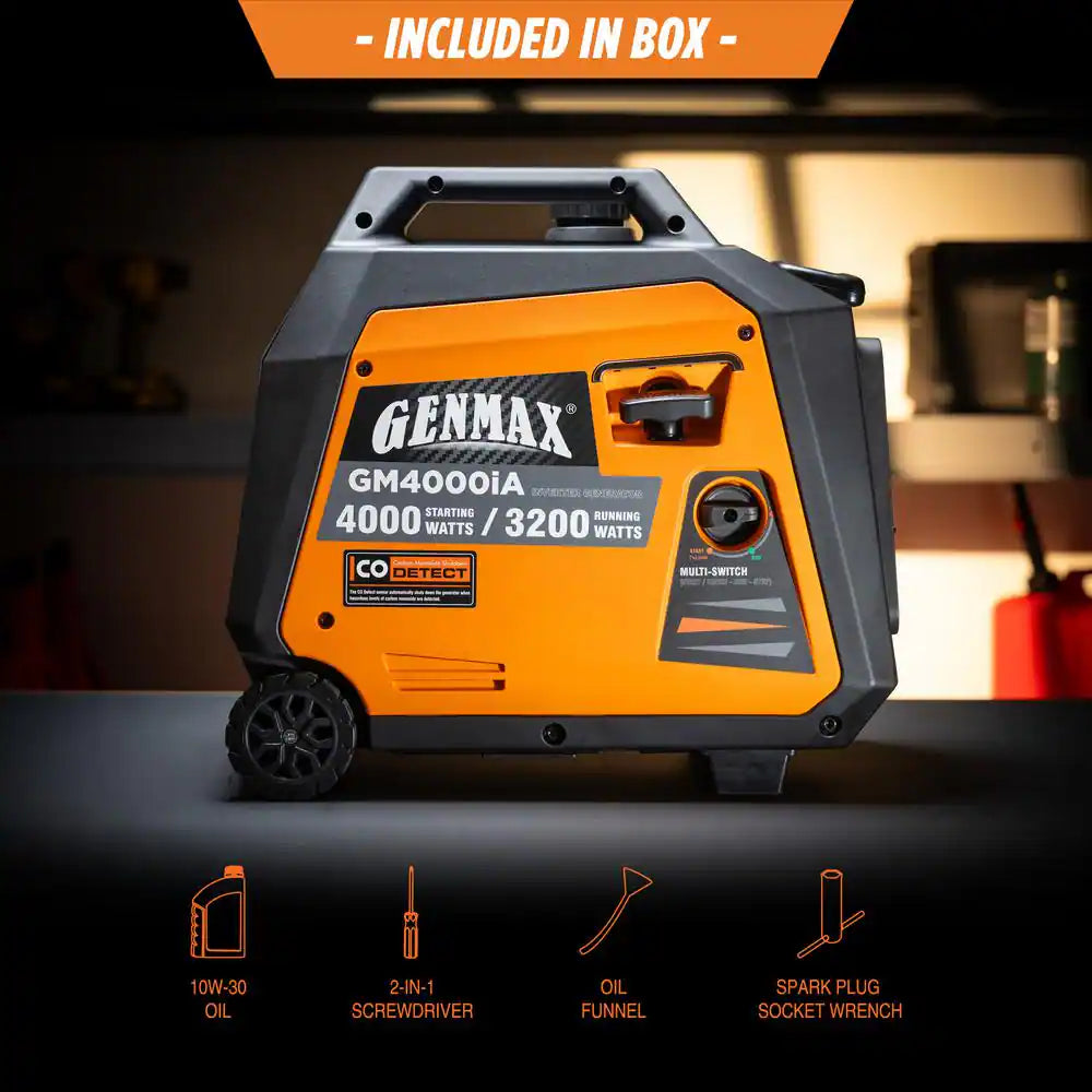 4000-Watt Recoil Start Gasoline Powered Inverter Generator Light-Weight and Quiet with 145Cc OHV Engine