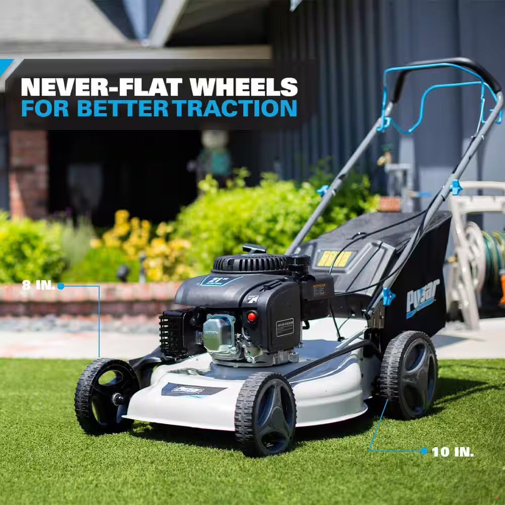 21 In. 200 Cc Gas Recoil Start, Walk behind Push Mower, Self-Propelled 3-In-1 with 7 Position Height Adjustment