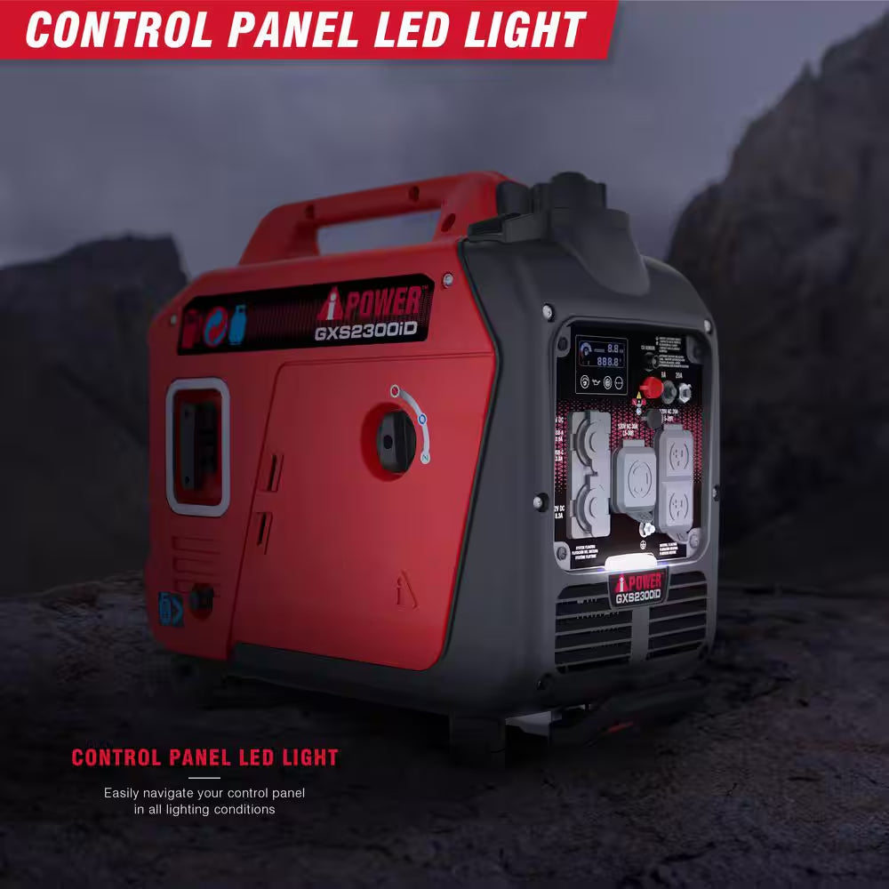 2300-Watt Recoil Start Gas Propane Powered Ultra Light-Weight Inverter Generator 80Cc OHV Engine and CO Sensor Shutdown