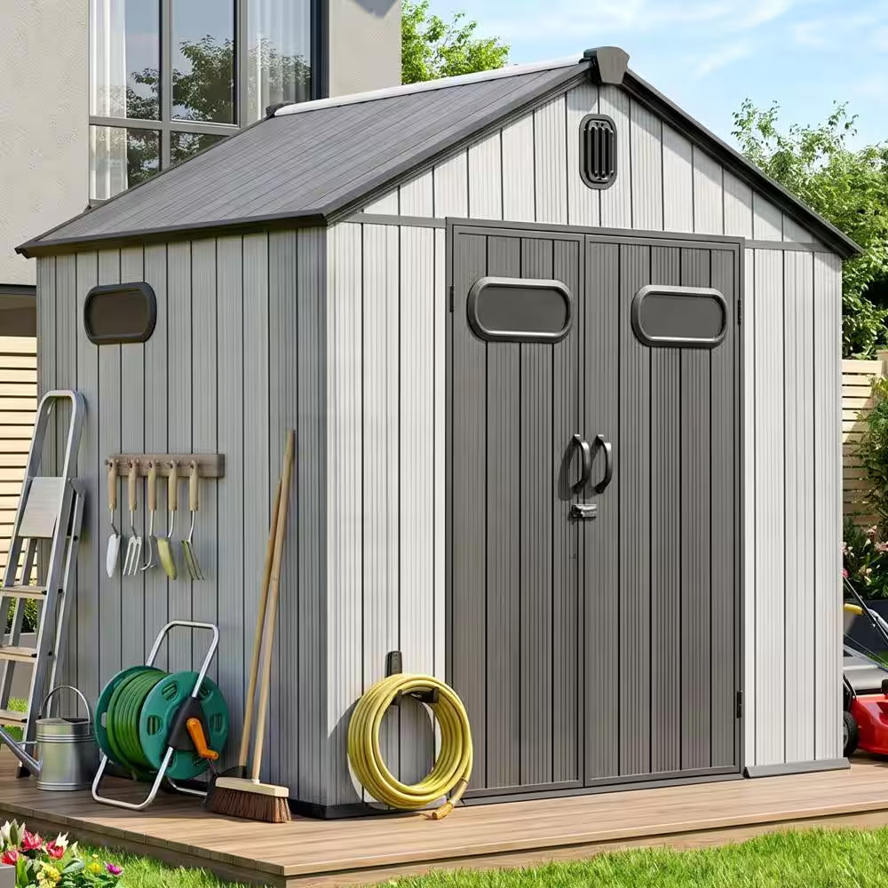 8X6 Ft Resin Outdoor Storage Shed with Lockable Door, Ventilated, Waterproof, Uv-Resistant , Coverage Area- 46 Sq.Ft.