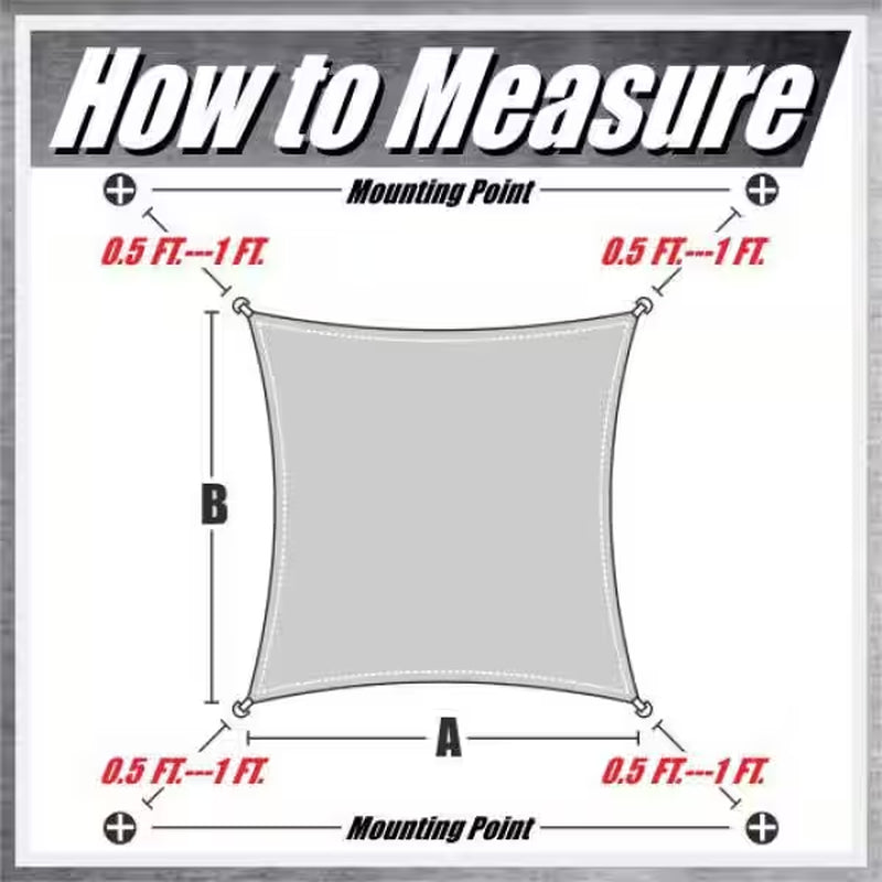 14 Ft. X 14 Ft. 220 GSM Waterproof Beige Square Sun Shade Sail Screen Canopy, Outdoor Patio and Pergola Cover