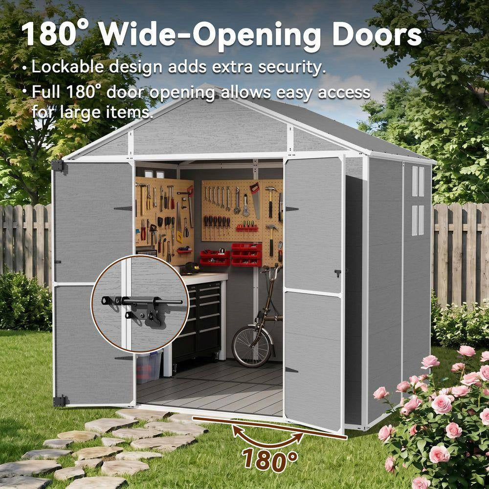 8 Ft. W X 6 Ft. D Plastic Resin Outdoor Storage Shed with Floor (48 Sq. Ft. )