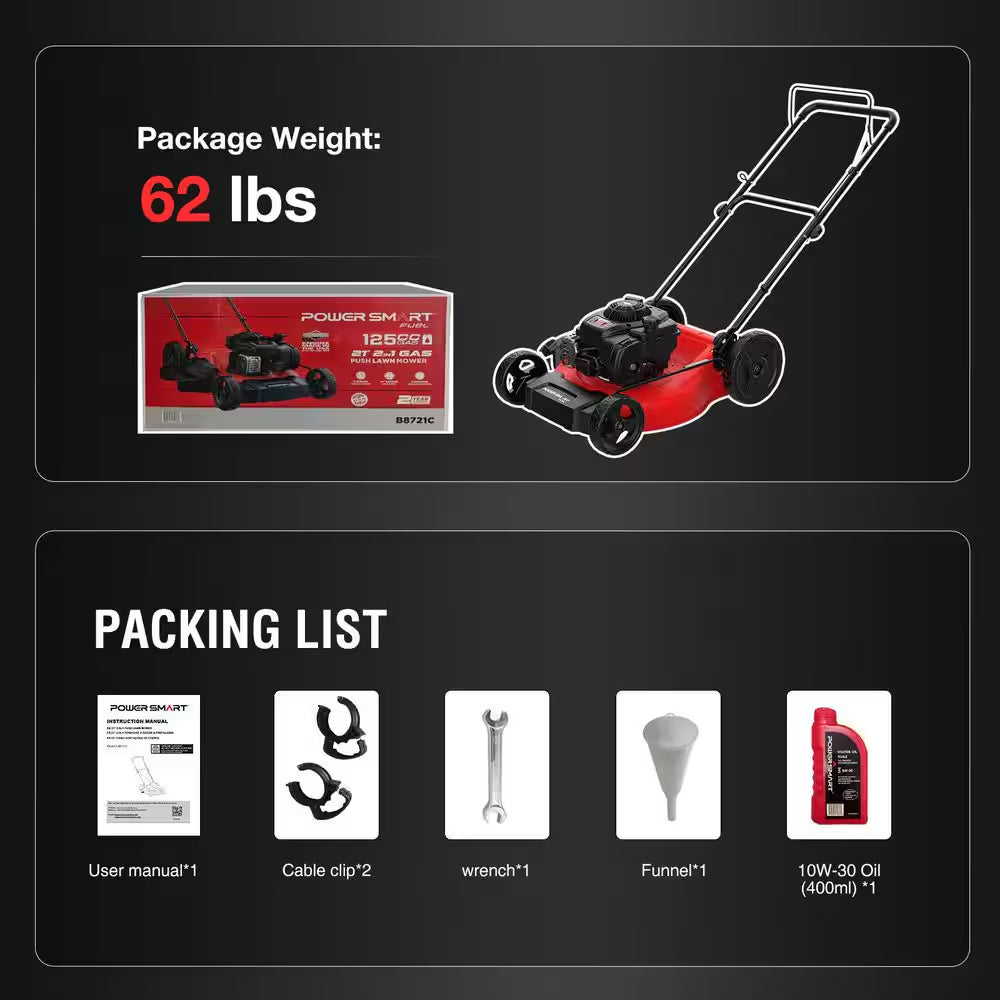 21 In. 2-In-1 125Cc Gas Push Mower, Briggs and Stratton Engine, Quick Start, 6-Position Height Adjustment