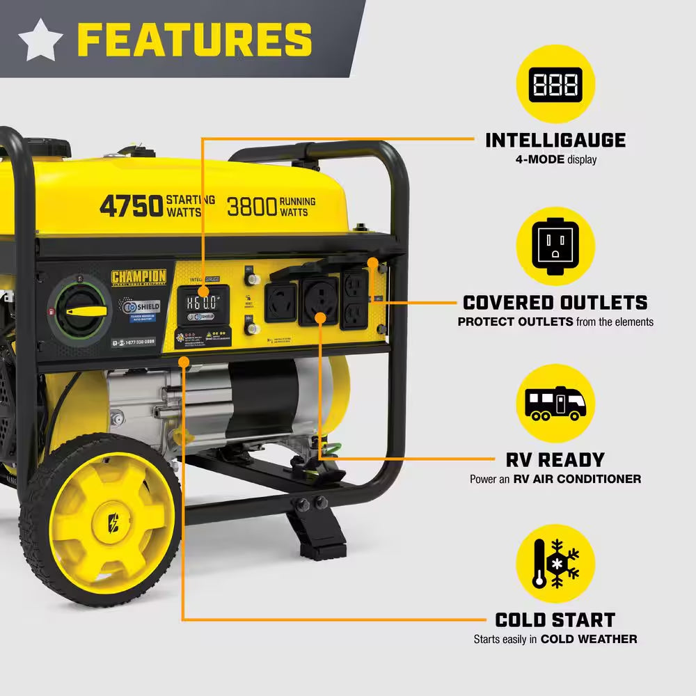 4750/3800-Watt Gas Portable Generator with Free 3-Year Warranty for RV and Home (CARB Compliant)