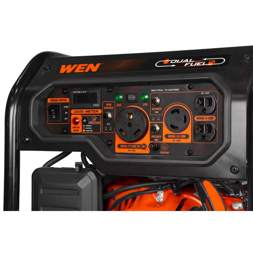 5,600-Watt Dual Fuel Portable Gasoline Generator with Wheel Kit, Electric Start, and CO Watchdog