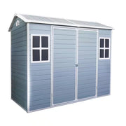 4 Ft. W X 8 Ft. D Gray Outdoor Storage Resin Shed with Floor, Outdoor Tool Shed for Gargen Patio Yard (32 Sq. Ft. )