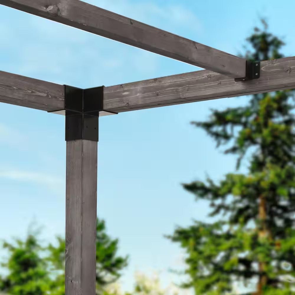 10 Ft. X 13 Ft. Outdoor Wood Pergola with Wood Stand Kit and Gray Frame