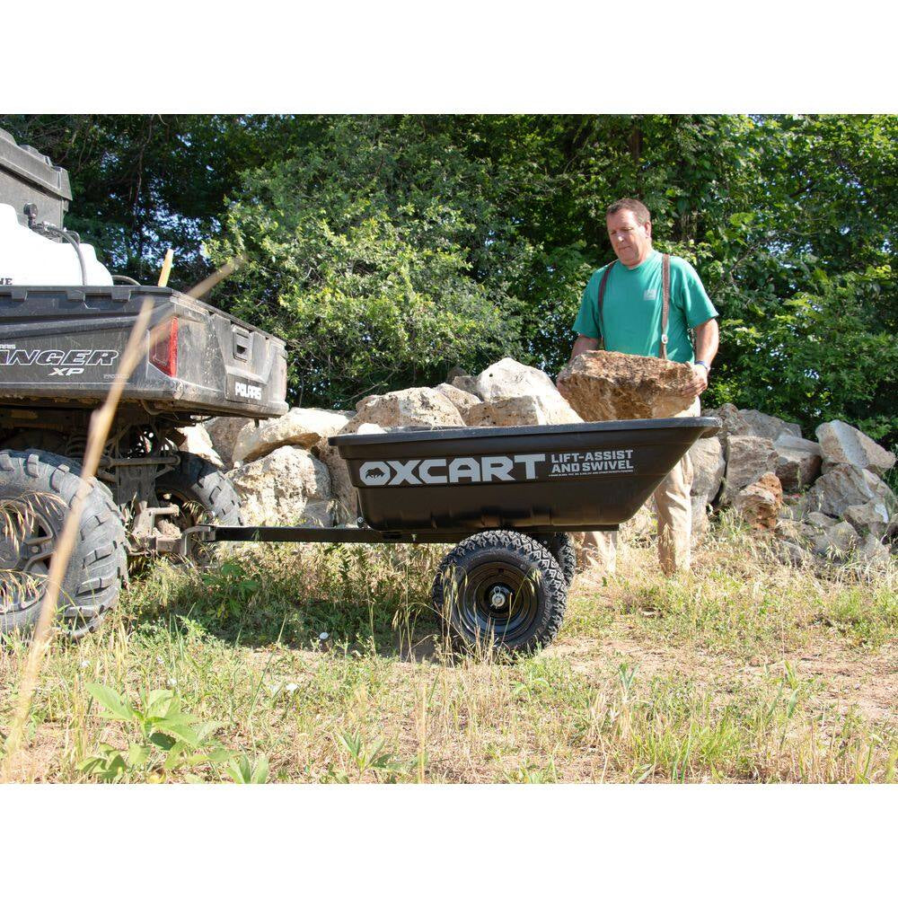 Stockman 15 Cu. Ft. to 17 Cu. Ft. Lift-Assist and Swivel Dump Cart with 18 In. Atv-Grade Run-Flat Tires