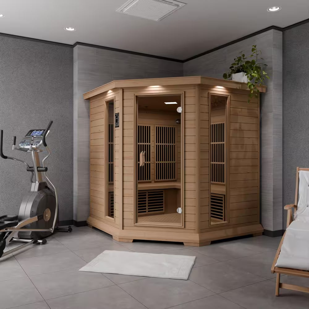 S10HD Series 5-Person Indoor Hemlock Wooden Infrared Sauna with Carbon FAR, LED Touch Control Panel