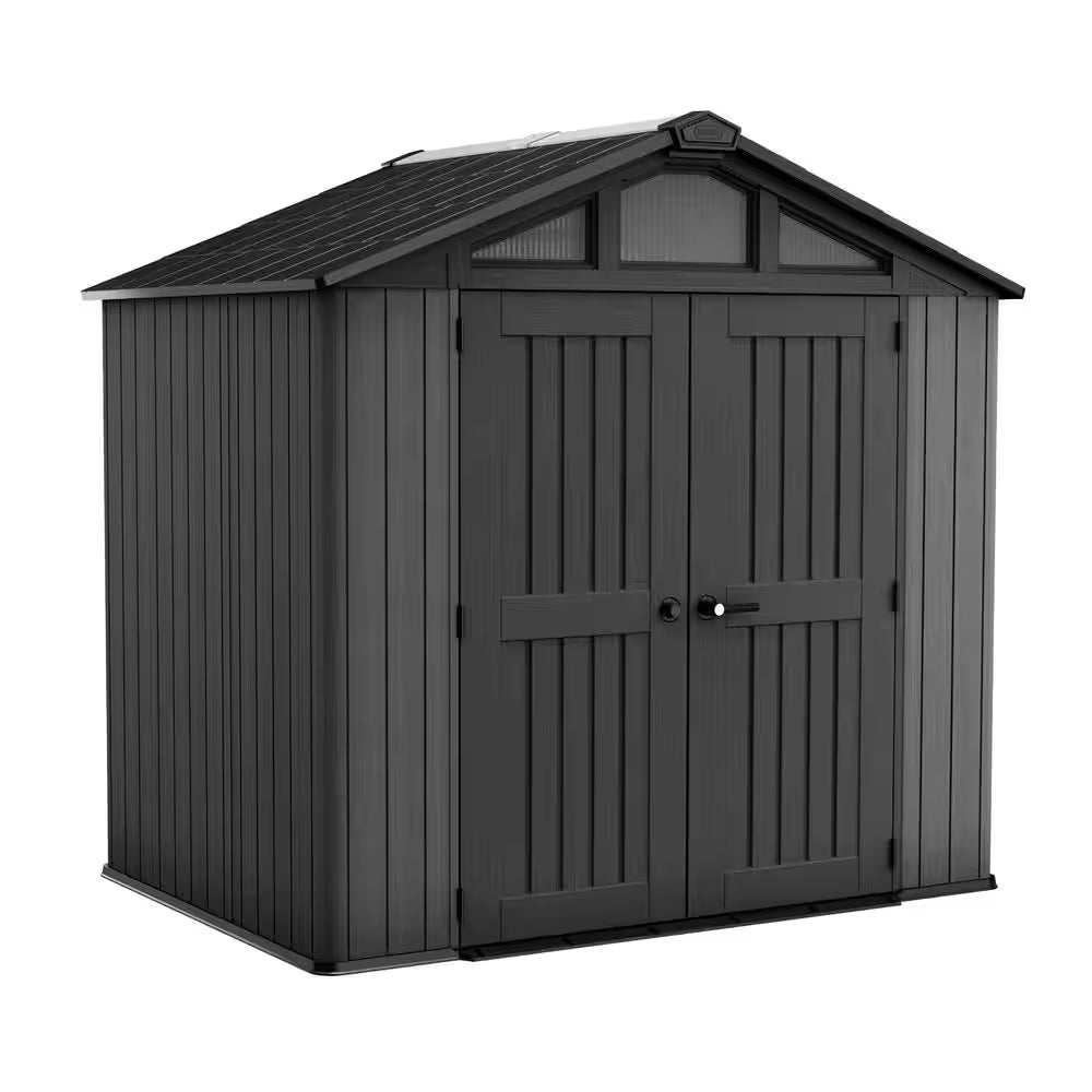 Stronghold 2.0 8 Ft. W X 6 Ft. D Durable Resin Plastic Outdoor Storage Shed with Flooring Grey 48 Sq. Ft.