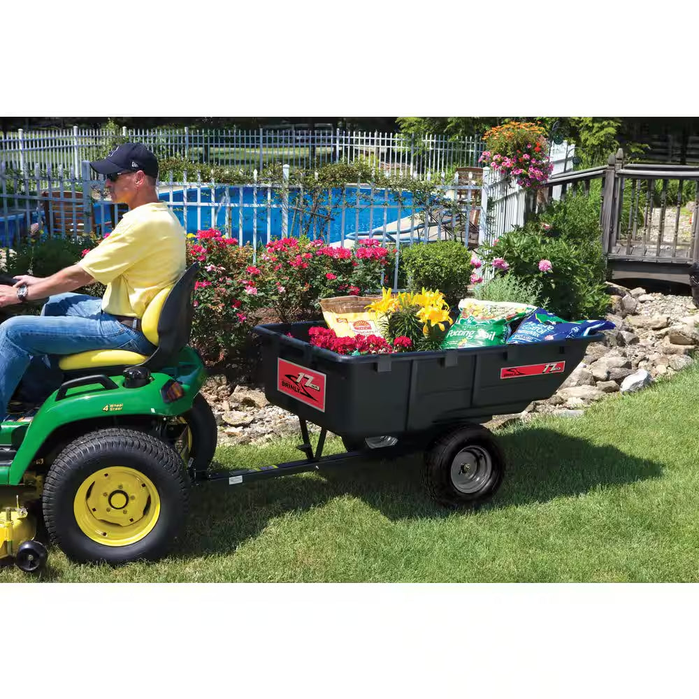 850 Lb. 17 Cu. Ft. Tow-Behind Poly Utility Cart with Durable Compression Molded Bed for Lawn Tractors & Zero-Turn Mowers