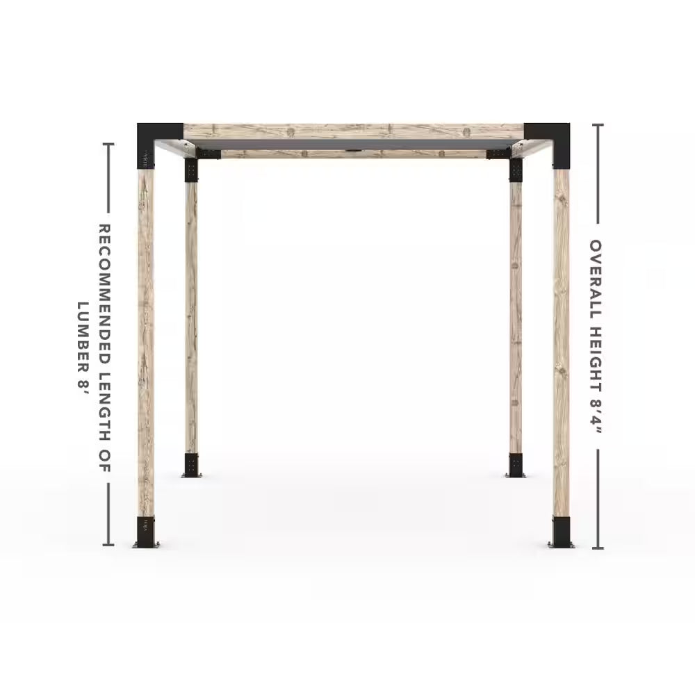 8 Ft. X 12 Ft. Pergola Kit with Graphite Shade Sail, for 4X4 Wood