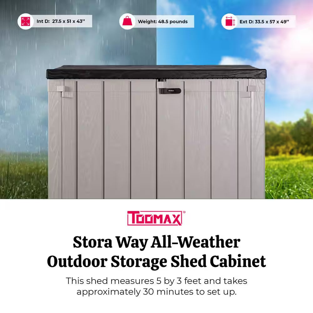 Stora Way plus XL 44 Cu. Ft. Taupe Grey/Anthracite All Weather Storage Shed
