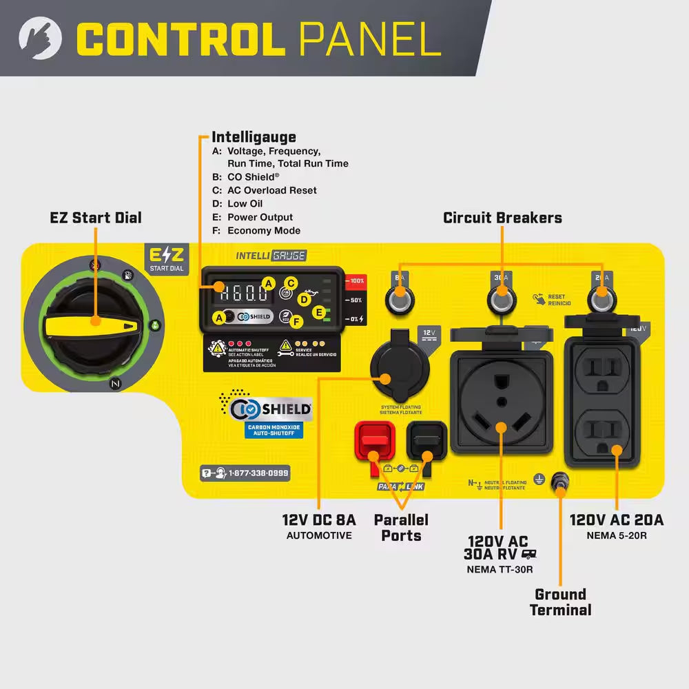 5500/4000-Watt Recoil Start Gas Open Frame Inverter Generator, Free 3-Year Warranty for RV and Home (CARB)