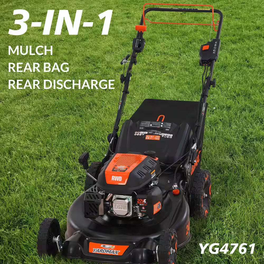 24 In. 201Cc Electric Start SELECT PACE 6 Speed CVT High Wheel RWD 3-In-1 Gas Walk behind Self Propelled Lawn Mower