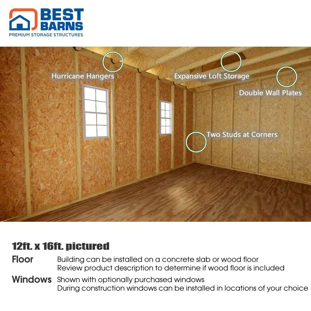 Planner'S Paradise 12 Ft. X 20 Ft. Wood Shed Kit with Space Savings Sliding Doors and Loft (240 Sq. Ft.)