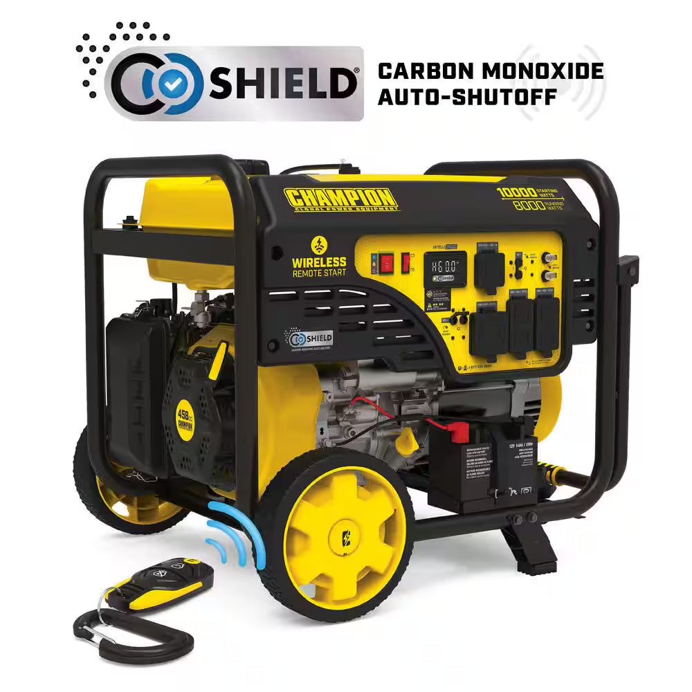 10,000/8000-Watt Wireless Remote Start Portable Generator with Free 3-Year Warranty for Home Backup and Storm Prep