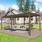 10 Ft. X 20 Ft. Brown Aluminum Metal Louvered Pergola