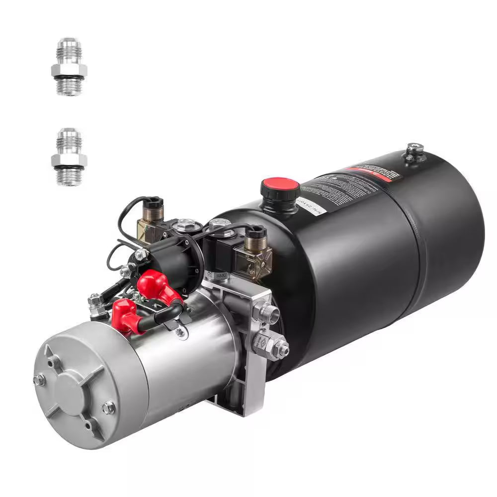 8 Qt. Hydraulic Power Unit, Double Acting Dump Trailer Pump, 3200 PSI Max Relief Pressure, 0.91 GPM Flow Rate DC 12-Volt