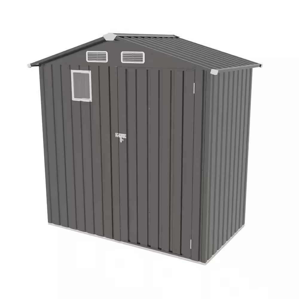 6 Ft.W X 3.5 Ft.D Outdoor Metal Storage Shed, Lockable Door Tool Shed with Window for Patio/Sundries, Gray (18 Sq. Ft.)