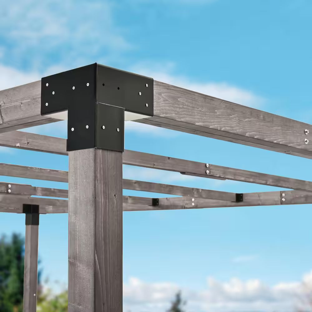 10 Ft. X 13 Ft. Outdoor Wood Pergola with Wood Stand Kit and Gray Frame