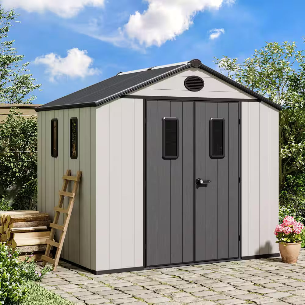 6 Ft. X 8 Ft. Durable Resin Garden Outdoor Storage Shed with Reinforced Floor and Lockable Door (48 Sq. Ft.)