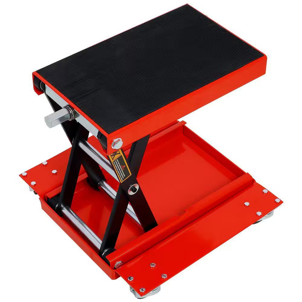 1100Lb ATV & Motorcycle Jack Lifts with Scissor Lift Jack Wide Deck, Tire Wheel Stand and Bike Rack, Maximum Lift 15.70"
