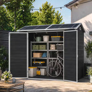 8 Ft. W X 4 Ft. D Black Outdoor Resin Storage Shed with 2 Windows and Floor (31 Sq. Ft.)