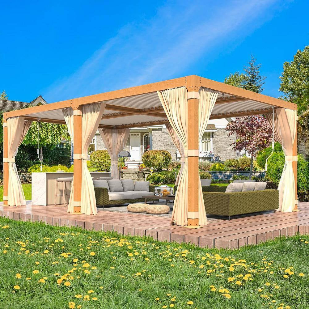 12 Ft. X 20 Ft. Outdoor Louvered Pergola with Adjustable Aluminum Rainproof Roof