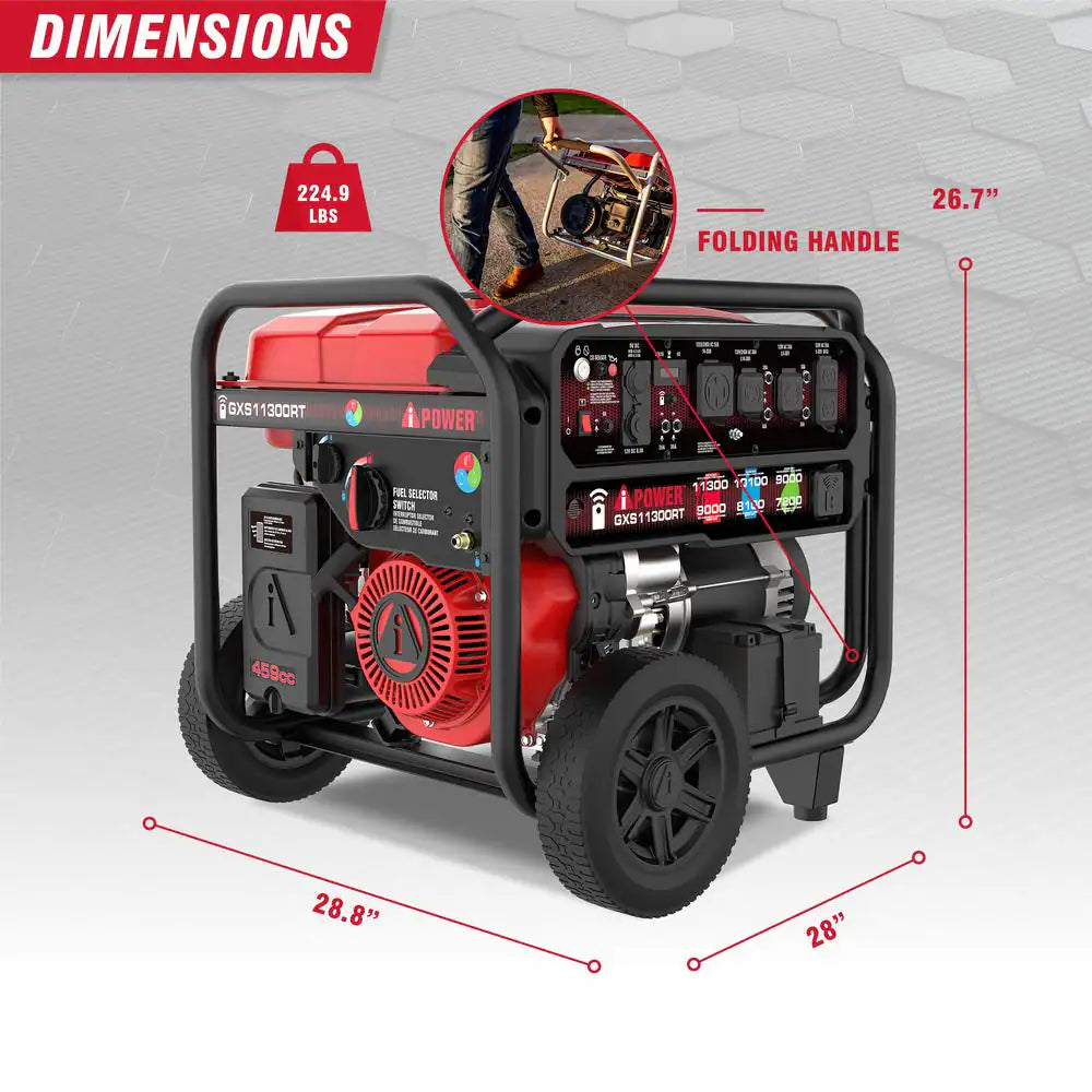 9000-Watt Remote Start Gasoline Propane and Natural Gas Tri-Fuel Portable Generator with 459Cc OHV Engine and CO Sensor