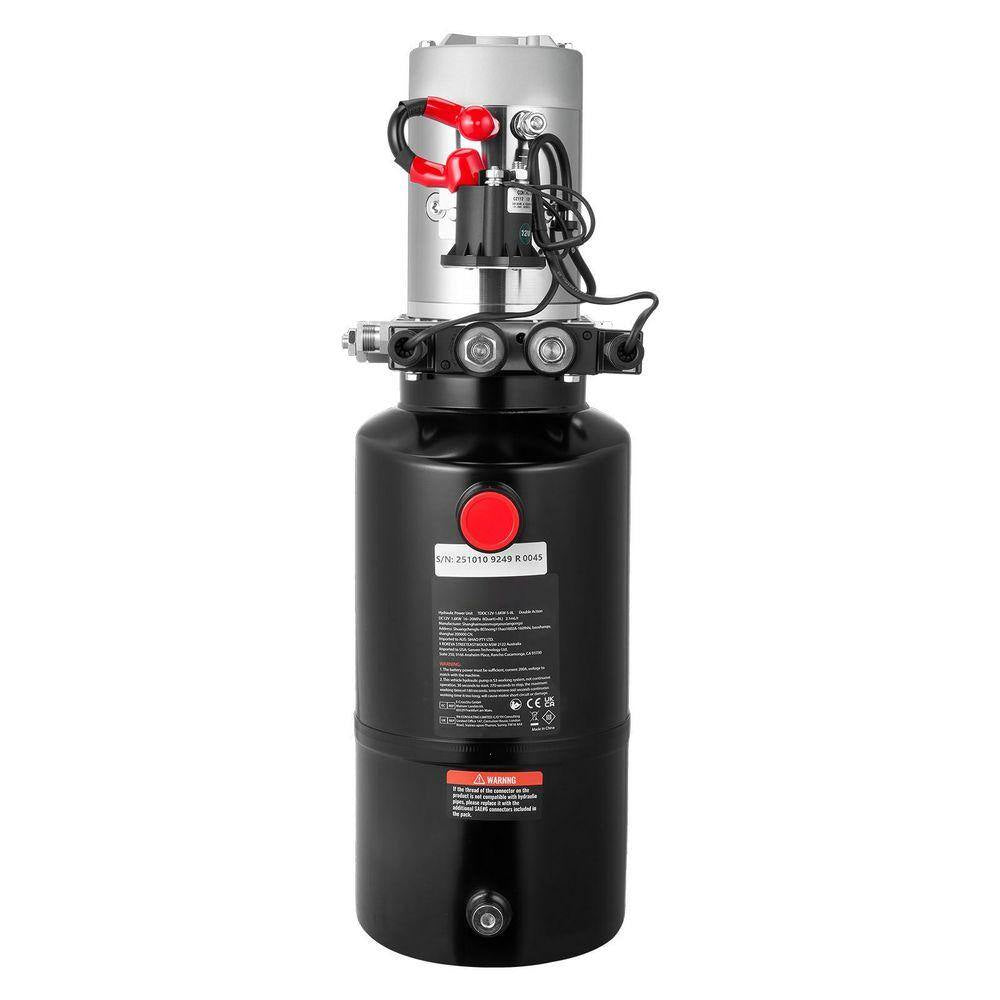 8 Qt. Hydraulic Power Unit, Double Acting Dump Trailer Pump, 3200 PSI Max Relief Pressure, 0.91 GPM Flow Rate DC 12-Volt