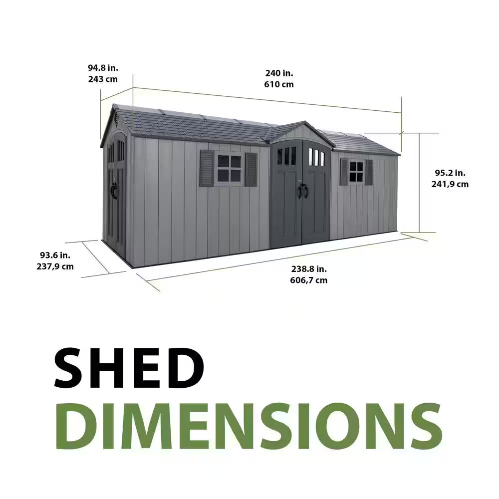 20 Ft. W X 8 Ft. D Resin Outdoor Storage Shed (155 Sq. Ft. )