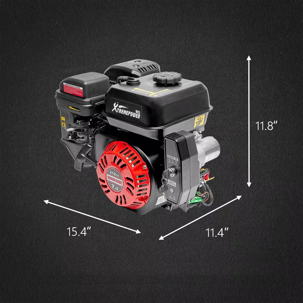 7.5 HP 212CC OHV EPA Electric Start Horizontal Shaft Gas Engine
