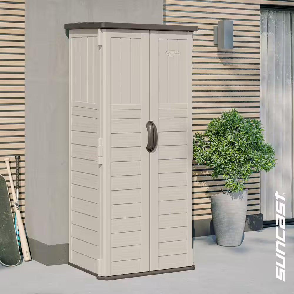2 Ft. 8.25 In. W X 2 Ft. 1.5 in D X 6 Ft. H Plastic Resin Outdoor Storage Cabinet Shed in Vanilla (Beige)