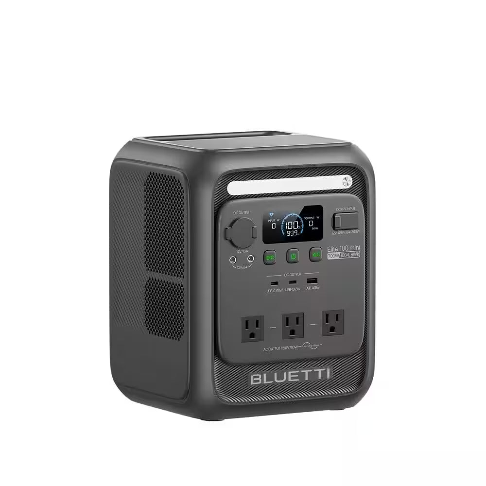 700W 1004Wh Portable Power Station, Push Button Start Battery Solar Generator for Campsite