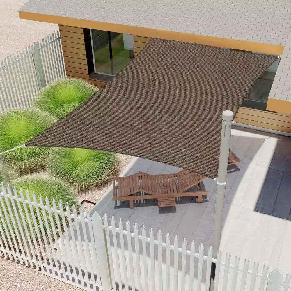 12 Ft. X 14 Ft. HDPE Sun Shade Sail Rectangle Canopy Shades for Outdoor Patio Pergola, Blockage 95% UV Resistant, Brown