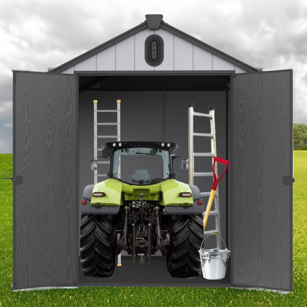 6 Ft. W X 8 Ft. D Plastic Storage Resin Shed for Backyard Garden Big Spire Tool Storage with Double Door (48 Sq. Ft. )