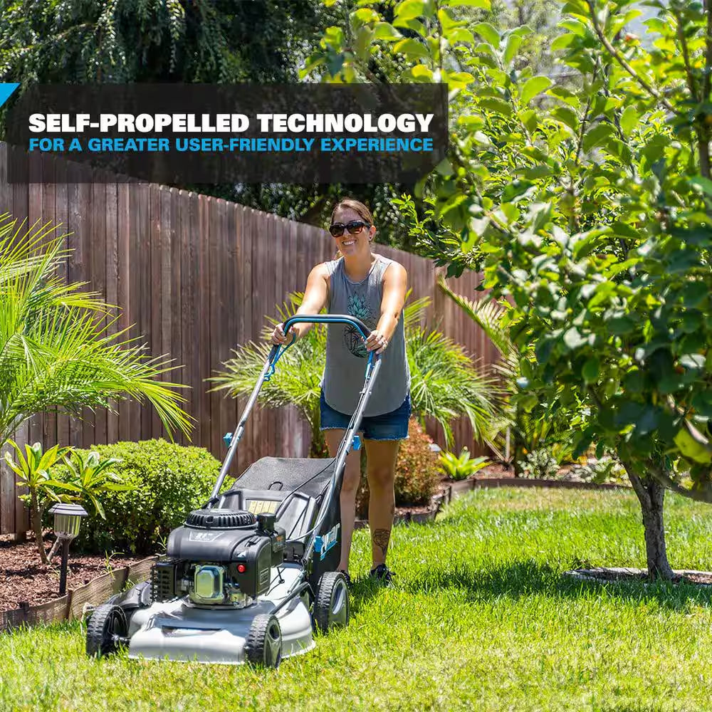 21 In. 200 Cc Gas Recoil Start, Walk behind Push Mower, Self-Propelled 3-In-1 with 7 Position Height Adjustment