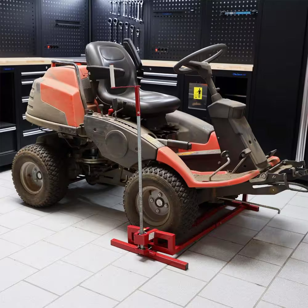 800Lb Lawn Mower Lift for Riding Tractors, Universal Tractor Lifter with 45° Tilt Adjustment, Red