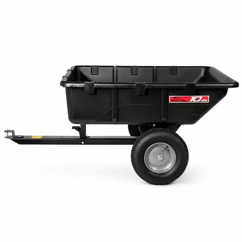 650Lbs. 10Cu.Ft. Tow-Behind Lawn Mower Trailer Dump Cart W/ Compression-Molded Poly Bed for Lawn Tractors and ZTR Mowers
