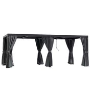 10 Ft. X 20 Ft. Black Aluminum Louvered Pergola with Adjustable Roof and Gray Curtains