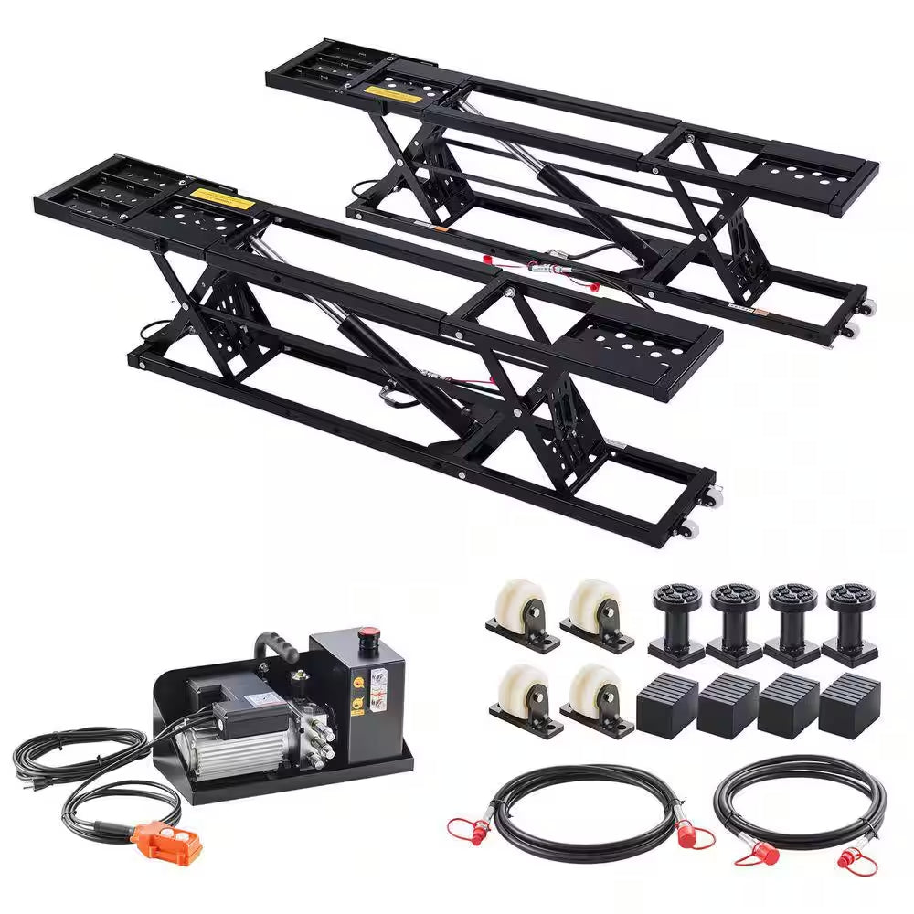 9000 Lbs. Portable Car Lift, Durable Steel Frame with 28 In. Max Height, 120-Volt Power Unit and Rubber Pads for Garage